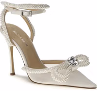 White Silk High Heel Pumps 2