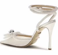White Silk High Heel Pumps 3
