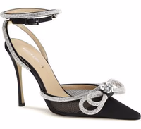 Black Silk High Heel Pumps 2
