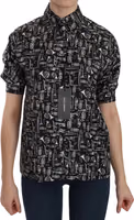 Black Musical Instrument Collared Blouse Shirt 3