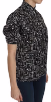 Black Musical Instrument Collared Blouse Shirt 4
