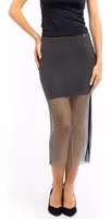 Black Polyester Midi Skirt 1