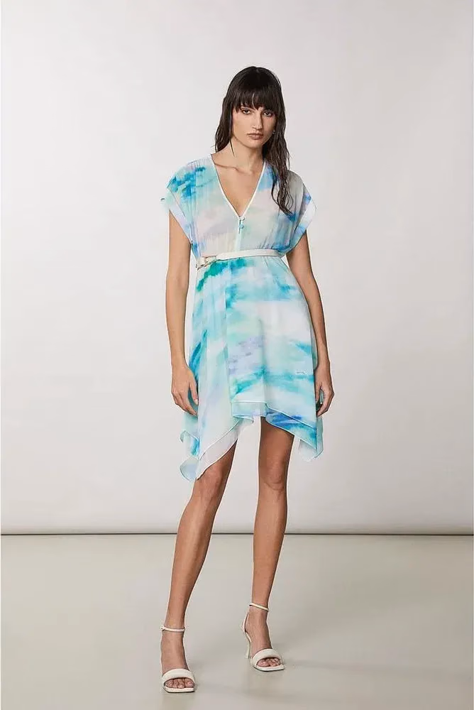Turquoise Polyester Casual Dress