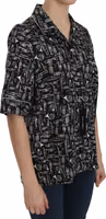 Black Musical Instrument Print Silk  Top 3