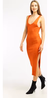 Orange Viscose Casual Dress 1