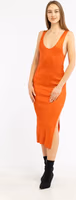 Orange Viscose Casual Dress 2