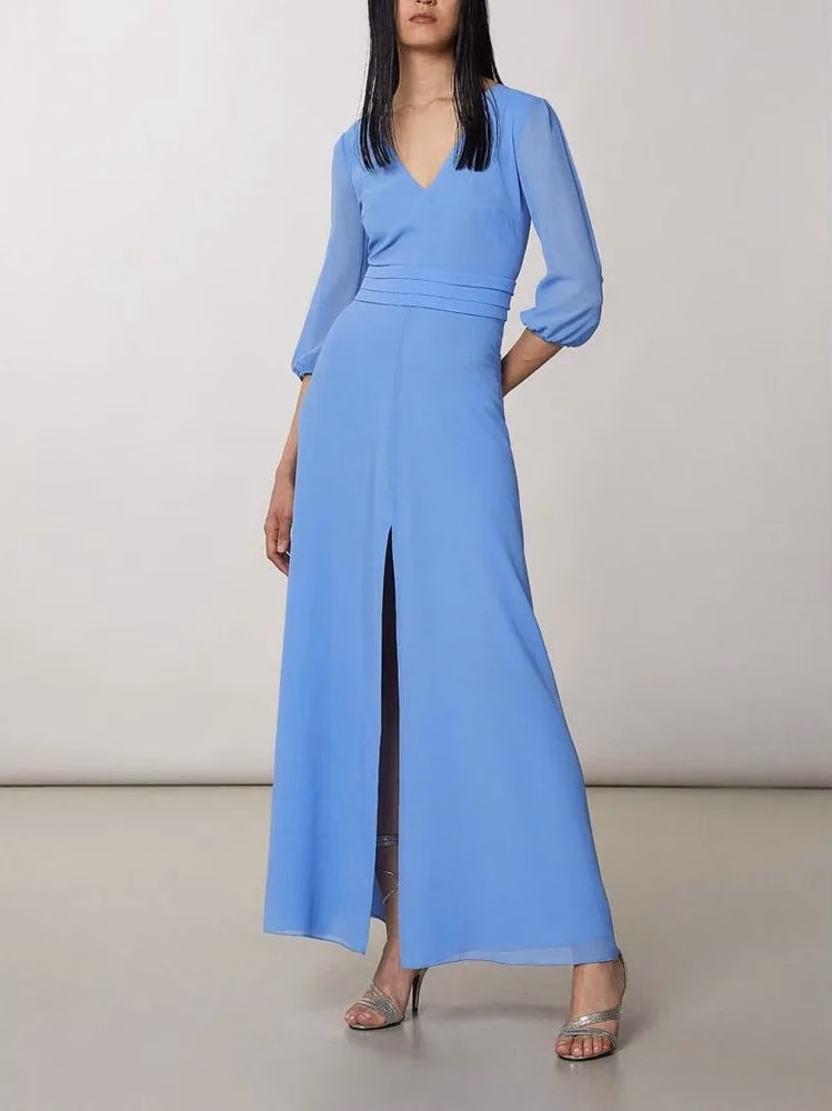 Blue Polyester Casual Dress