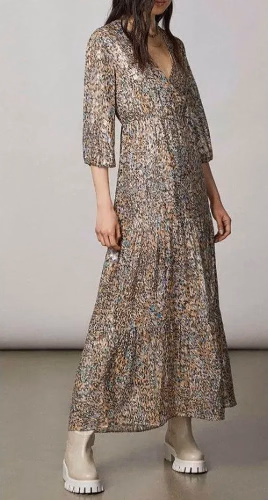 Gold Silk Casual Dress