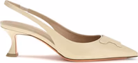 Beige Calf Leather Bos Taurus Mid Heel Pumps 1