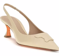 Beige Calf Leather Bos Taurus Mid Heel Pumps 2