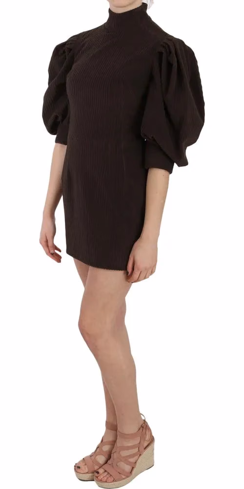 Brown Corduroy Bodycon Cotton Mini Dress
