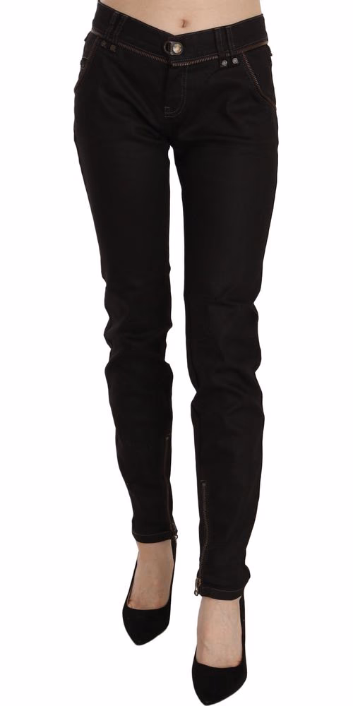 Cotton Black Mid Waist Skinny Denim Jeans