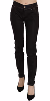 Cotton Black Mid Waist Skinny Denim Jeans 1