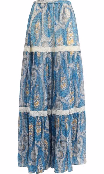 Multicolor Silk Long Skirt