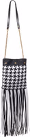 Black And White Leather And Textile Shoulder Bag 1