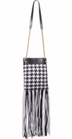 Black And White Leather And Textile Shoulder Bag 2