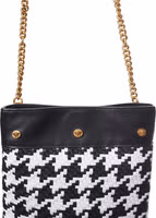 Black And White Leather And Textile Shoulder Bag 4