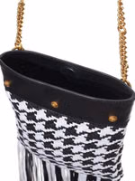 Black And White Leather And Textile Shoulder Bag 5