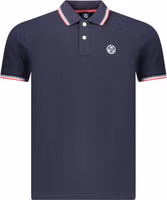 Blue Cotton Men Polo Shirt 1