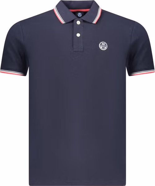 Blue Cotton Men Polo Shirt