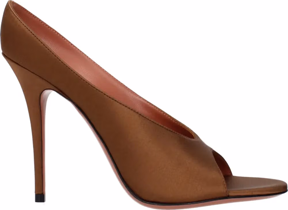Brown Satin High Heel Pumps