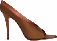 Brown Satin High Heel Pumps 1