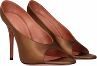 Brown Satin High Heel Pumps 2