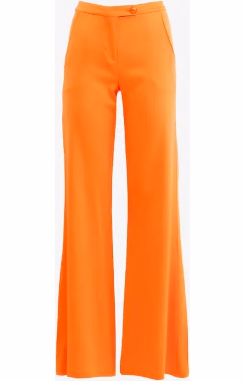 Orange Viscose Casual Pants
