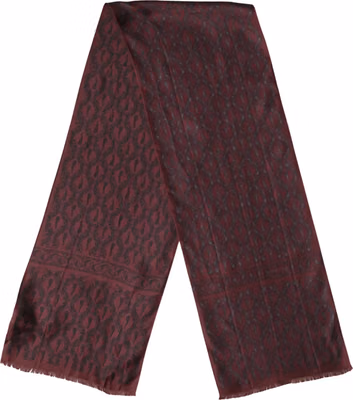 Burgundy Black Silk Paisley Foulard 135cm X 22cm  Scarf