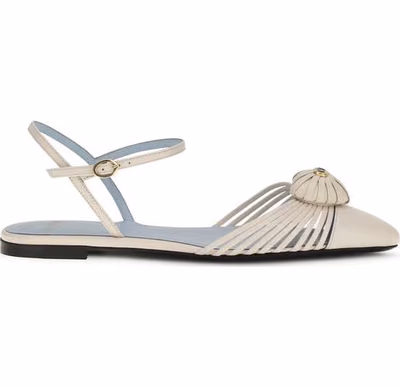 Beige Goatskin Flat Sandals