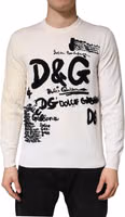 White Virgin Wool Graphic Logo Crewneck Sweater 1