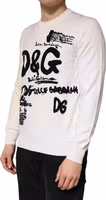 White Virgin Wool Graphic Logo Crewneck Sweater 2