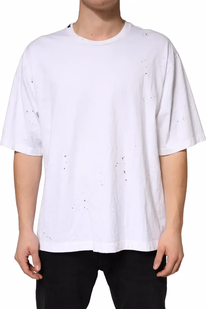 White Cotton Crewneck Short Sleeve T-Shirt