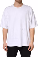 White Cotton Crewneck Short Sleeve T-Shirt 1