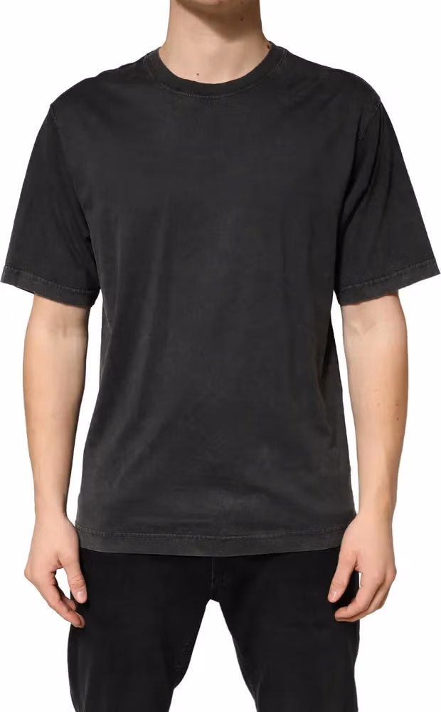 Black Cotton Crewneck Short Sleeve  T-Shirt