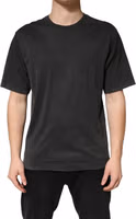 Black Cotton Crewneck Short Sleeve  T-Shirt 1