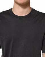 Black Cotton Crewneck Short Sleeve  T-Shirt 4