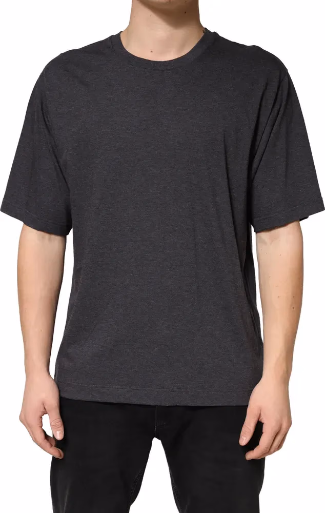 Dark Grey Cotton Crewneck Short Sleeve