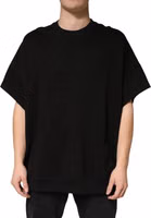 Black Cotton Crewneck Short Sleeve T-Shirt 1