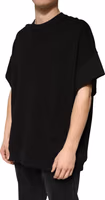 Black Cotton Crewneck Short Sleeve T-Shirt 2