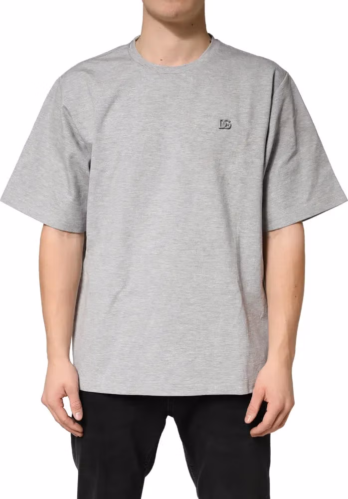 Grey Cotton Crewneck Short Sleeve T-Shirt