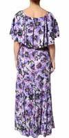 Purple Floral Silk Stretch Elegant Gown  Dress 3