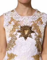 Ivory Lace Silk Embellished Sleeveless  Dress 4