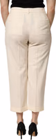 Ivory Wool Mid Waist Cropped Trouser Pants 3