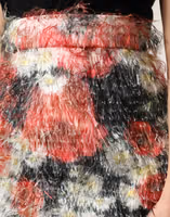 Multicolor Floral Textured Faux Fur Pencil Skirt 4