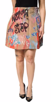 Beige Graffiti Print Cotton Blend Mini Skirt 2