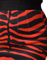 Red Black Zebra Print Polyester Pencil Midi Skirt 4