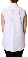 White Cotton Pleated Sleeveless Button Down Top 3