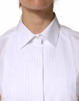 White Cotton Pleated Sleeveless Button Down Top 4