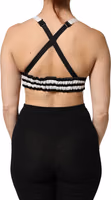 Black Floral Silk Satin Crop Logo Bralette Top 3
